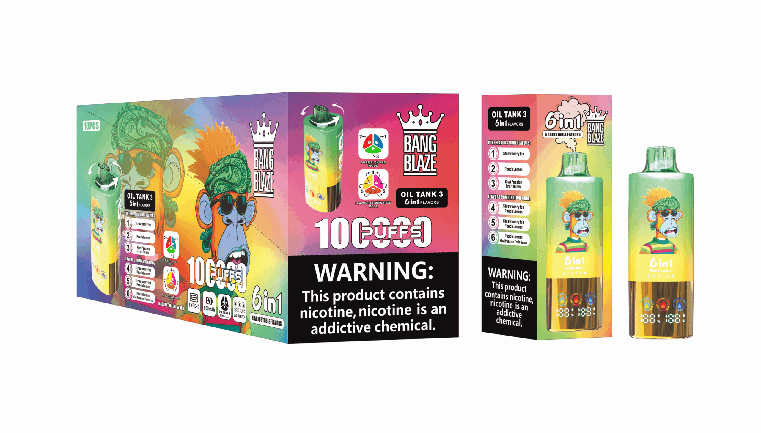 Bang Blaze 100000 Strawberry Ice/Peach Lemon/Kiwi Passion Fruit Guava