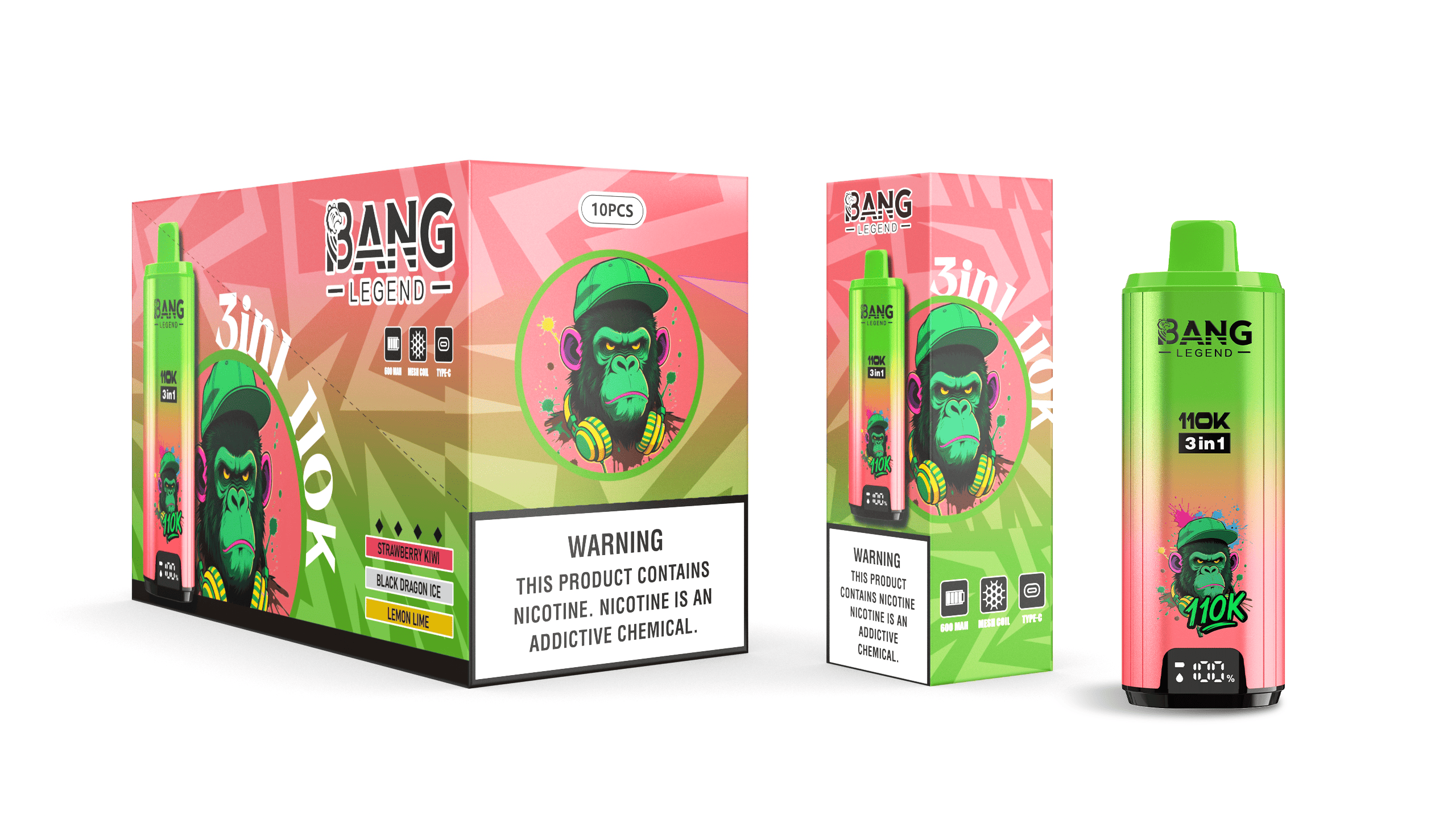 Bang Legend 110K Strawberry Kiwi/Black Dragon Ice/Lemon Lime